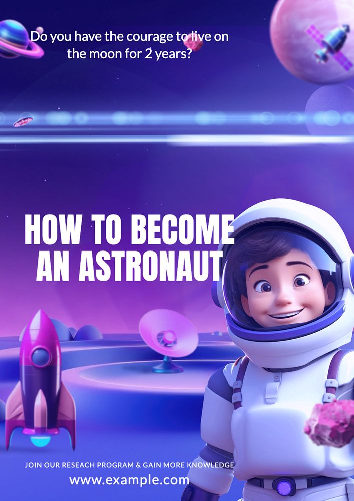 Become an astronaut  poster template, editable text and design