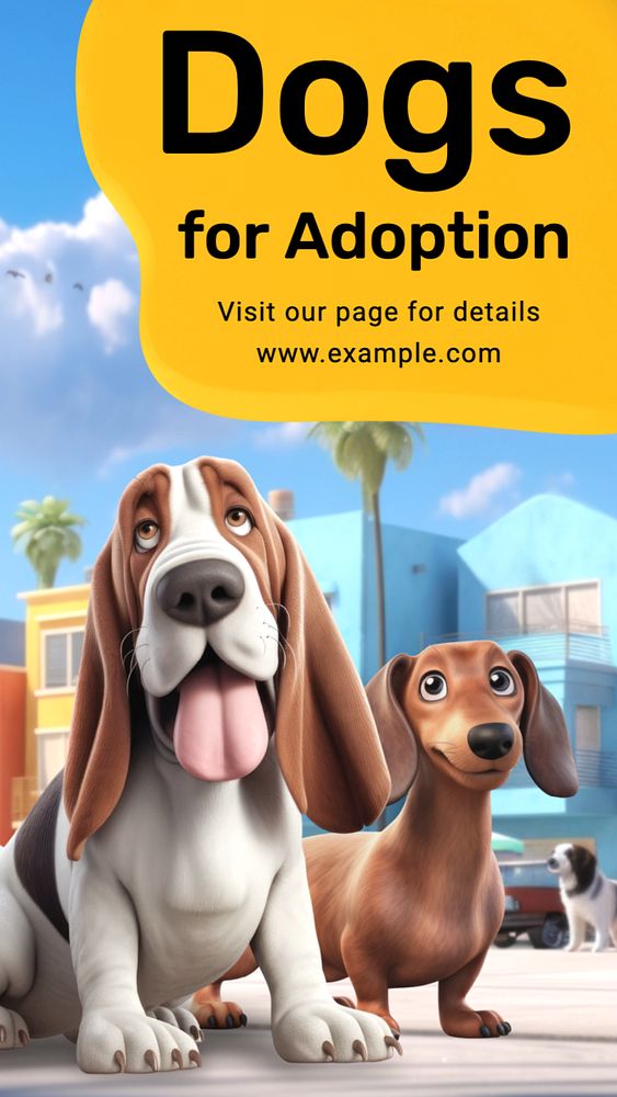 Dog adoption  Instagram story template, editable text