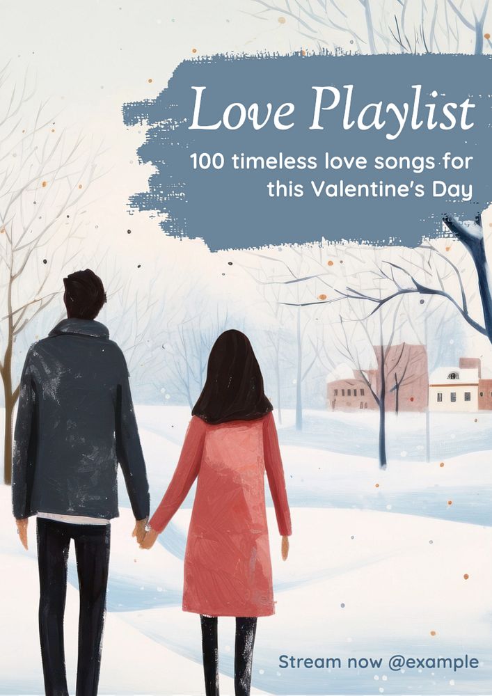 Love playlist  poster template, editable text and design