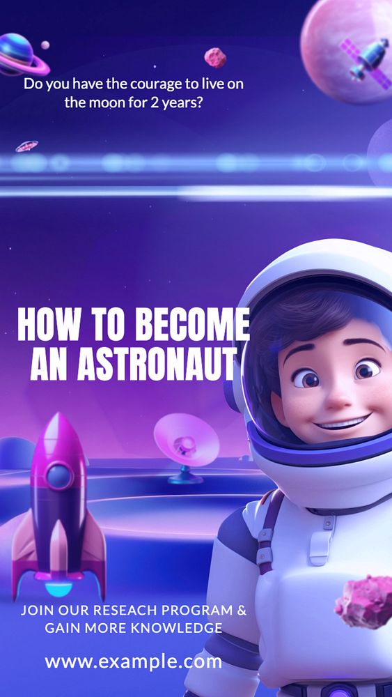 Become an astronaut  Instagram story template, editable text