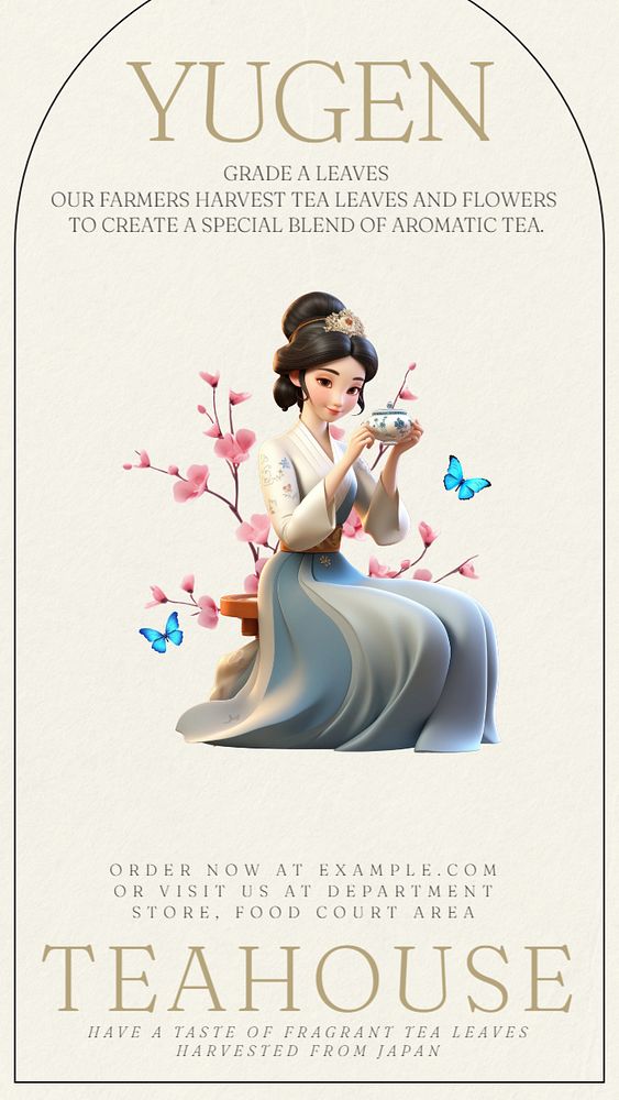 Teahouse cafe ad Facebook story template, editable design