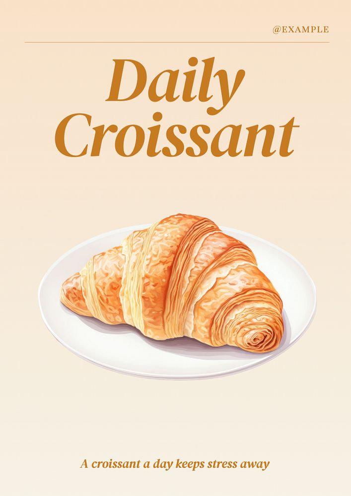 Croissant bakery shop poster template, editable text and design