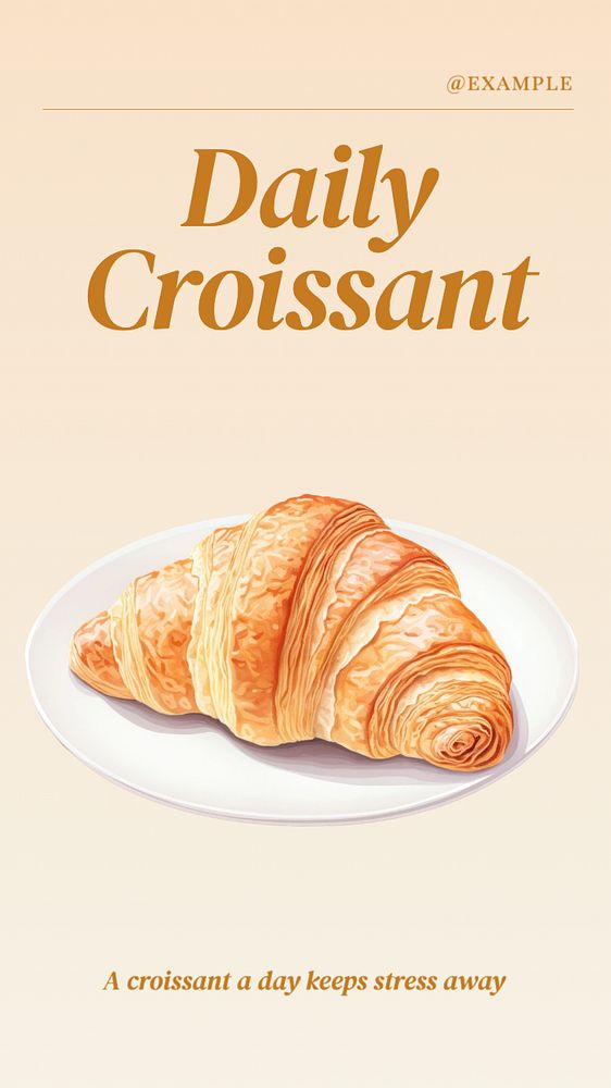 Croissant bakery shop Facebook story template, editable design