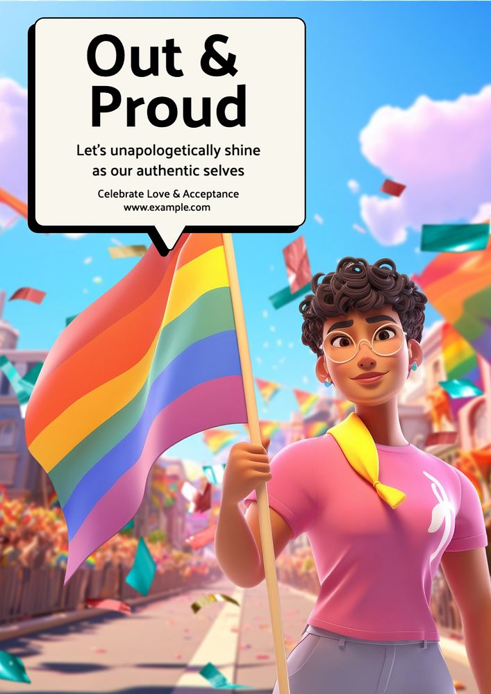 Out and proud  poster template, editable text and design