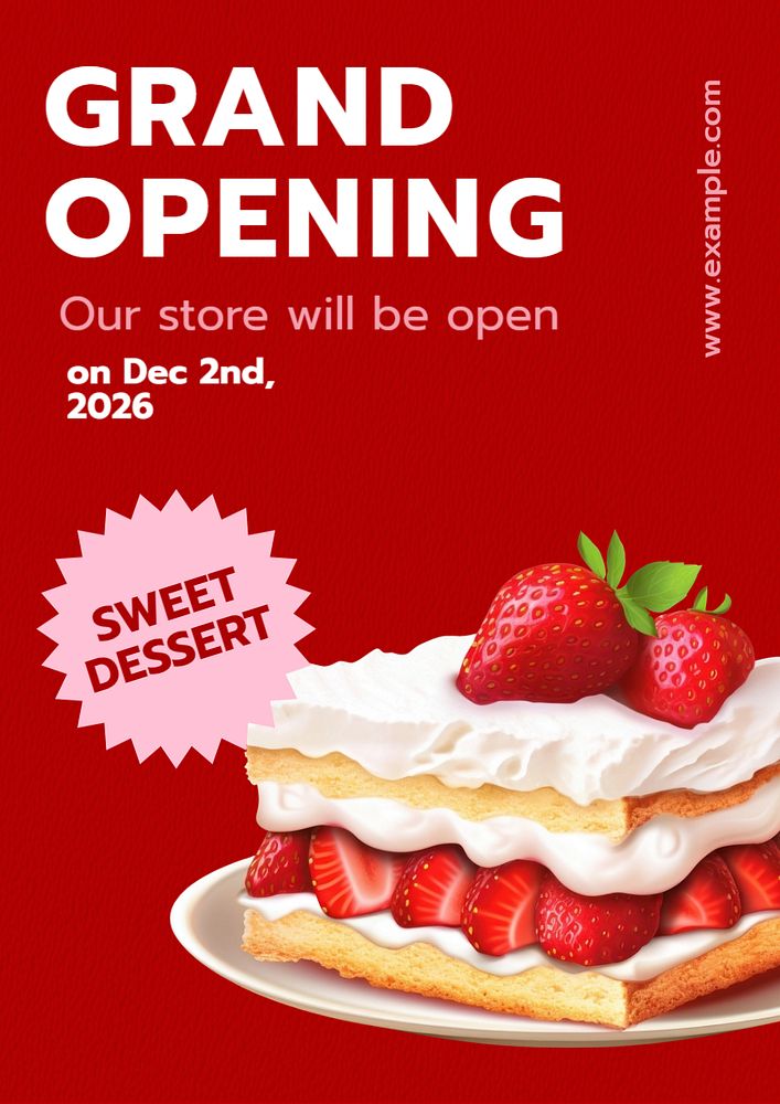 Grand opening poster template, editable text and design