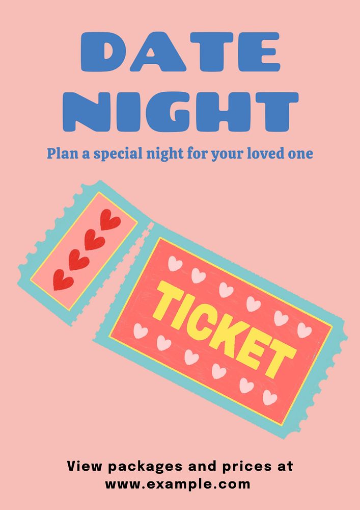 Date night poster template, editable text and design