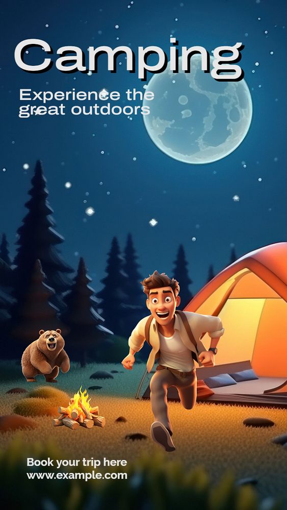 Camping Facebook story template, editable design