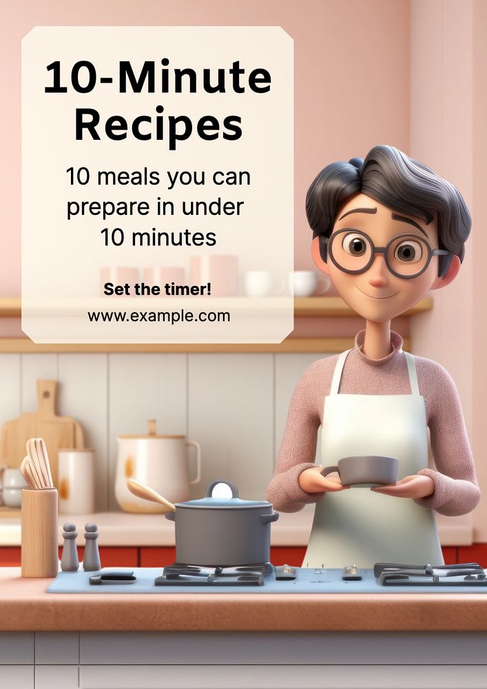 Quick food recipe  poster template, editable text and design