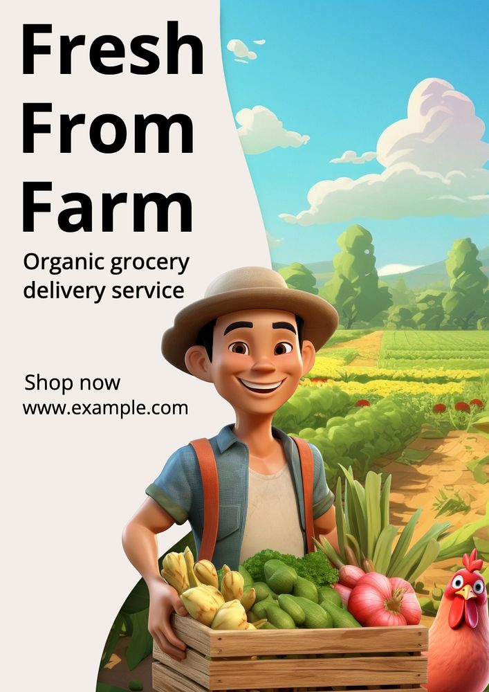 Organic supermarket  poster template, editable text and design