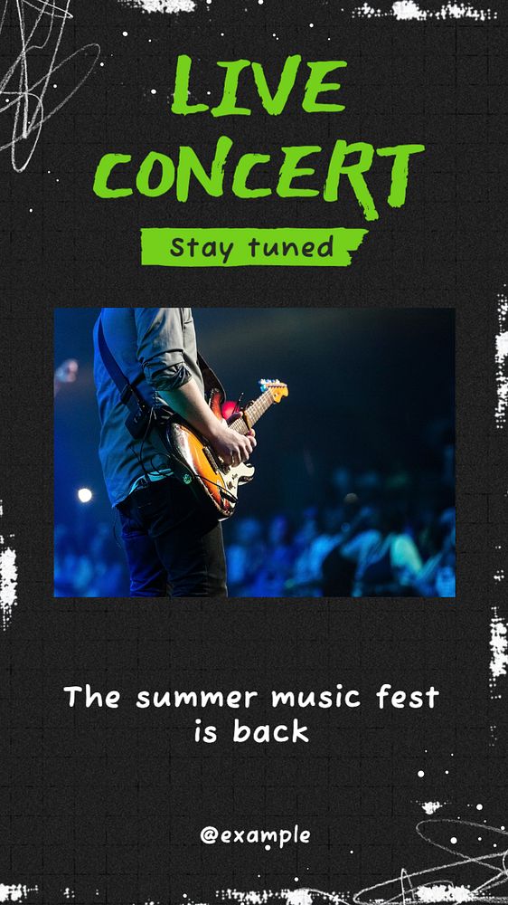 Live concert  Instagram story template, editable text