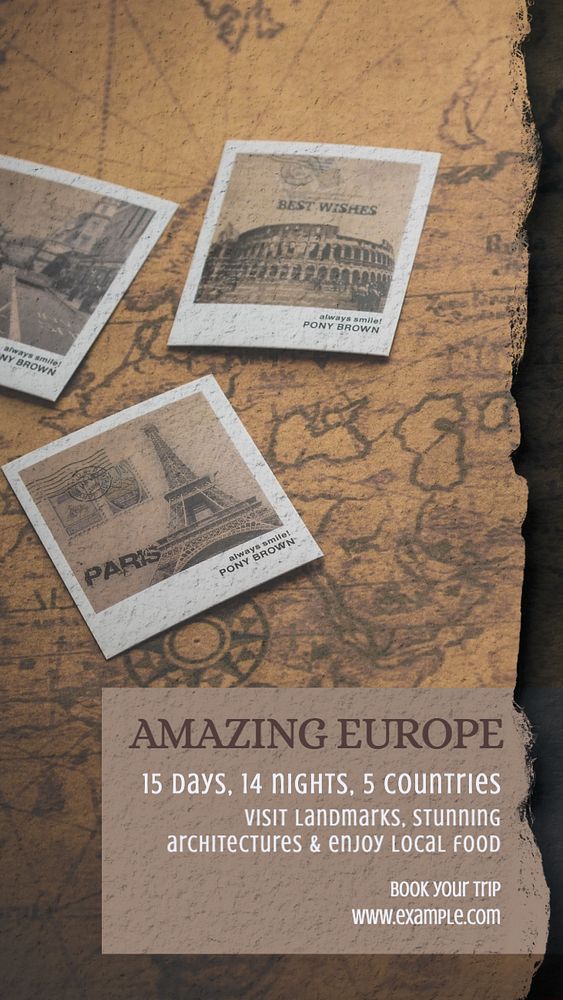 Europe trip  Instagram story template, editable text