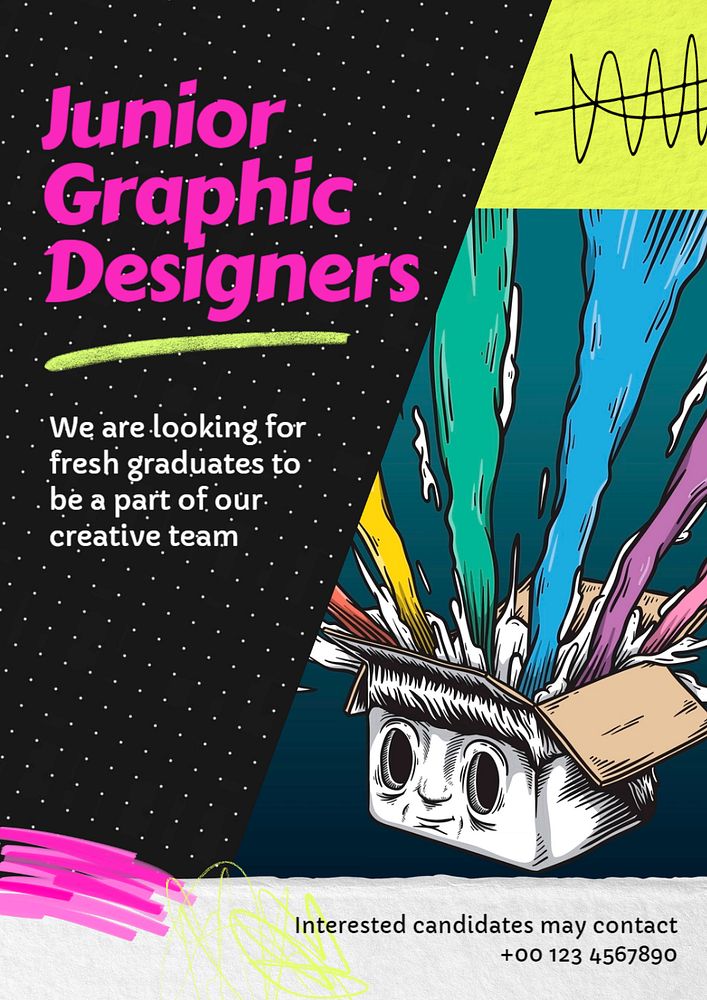 Junior graphic designer  poster template, editable text and design