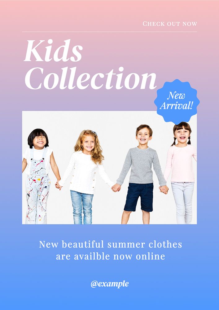 Kids collection  poster template, editable text and design