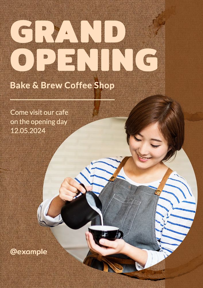 Grand opening poster template, editable text and design