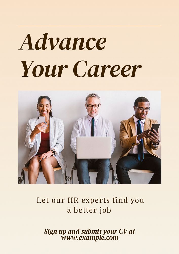 Advance your career  poster template, editable text and design