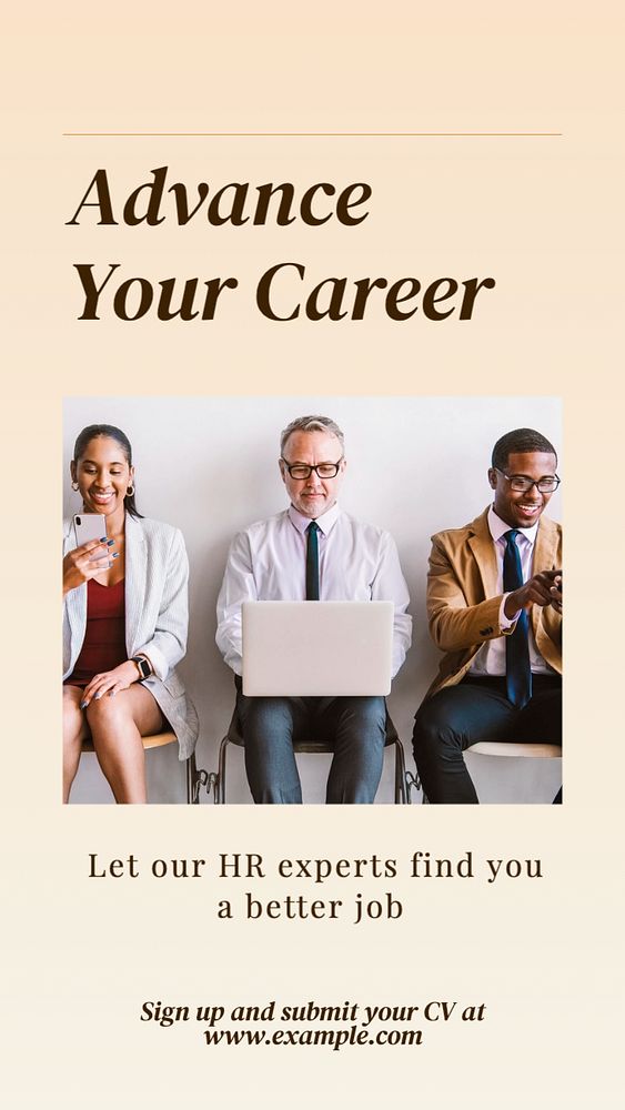 Advance your career  Instagram story template, editable text