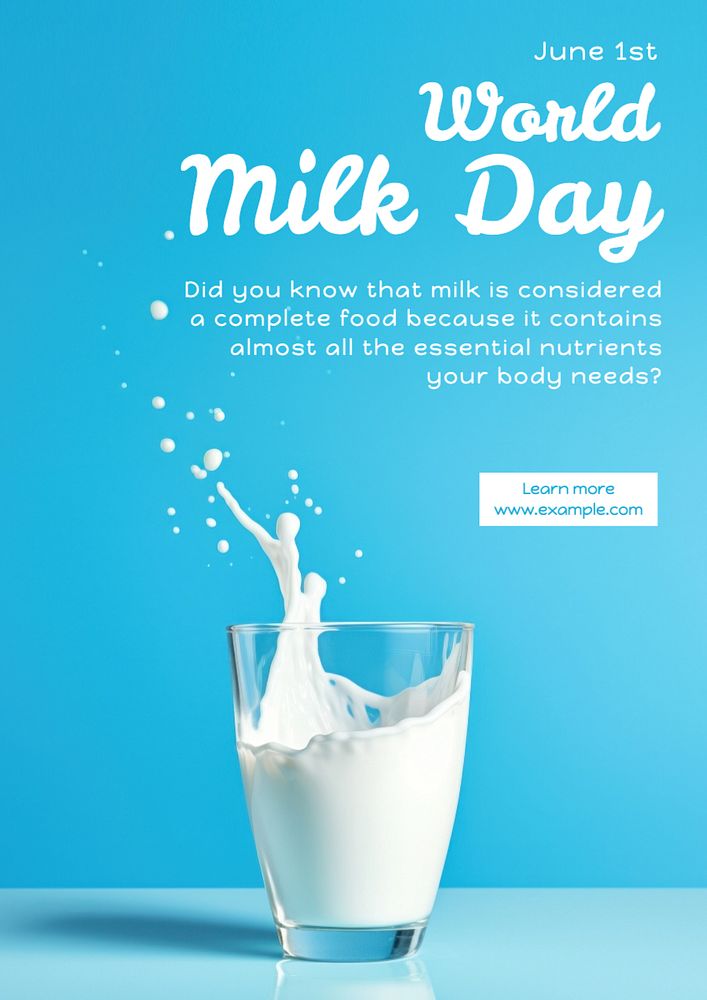 World milk day poster template, editable text and design