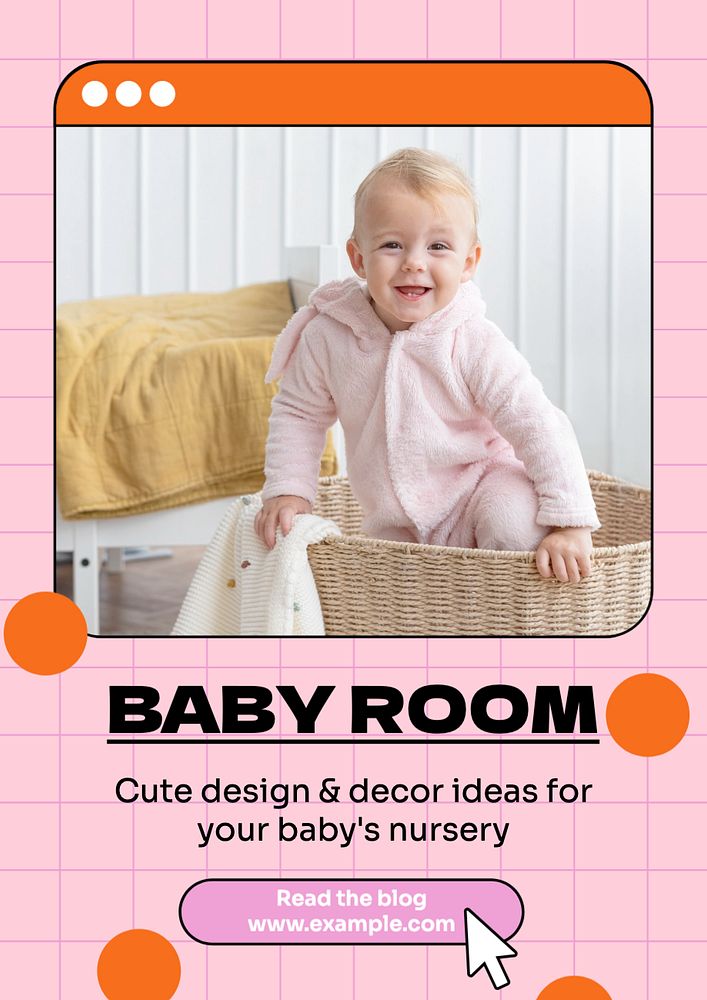 Baby room  poster template, editable text and design