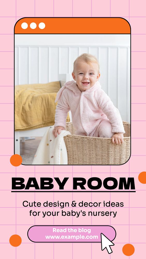 Baby room  Instagram story template, editable text