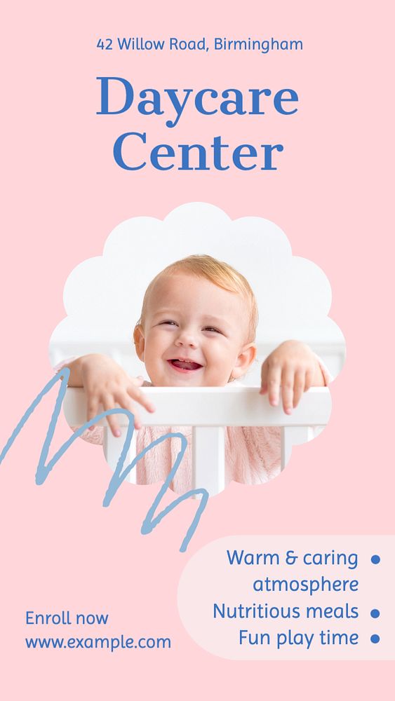 Rainbow butterfly daycare  Instagram story template, editable text