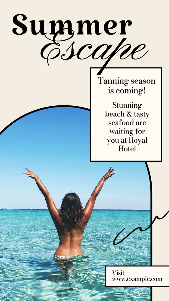 Summer escape  Instagram story template, editable text