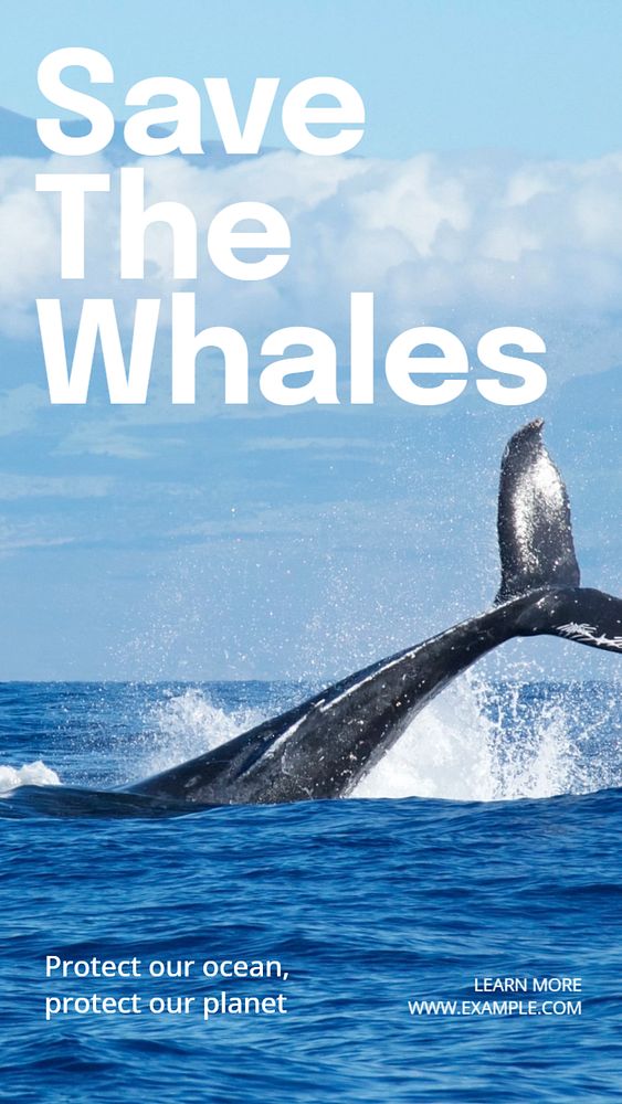 Save the whales  Instagram story template, editable text