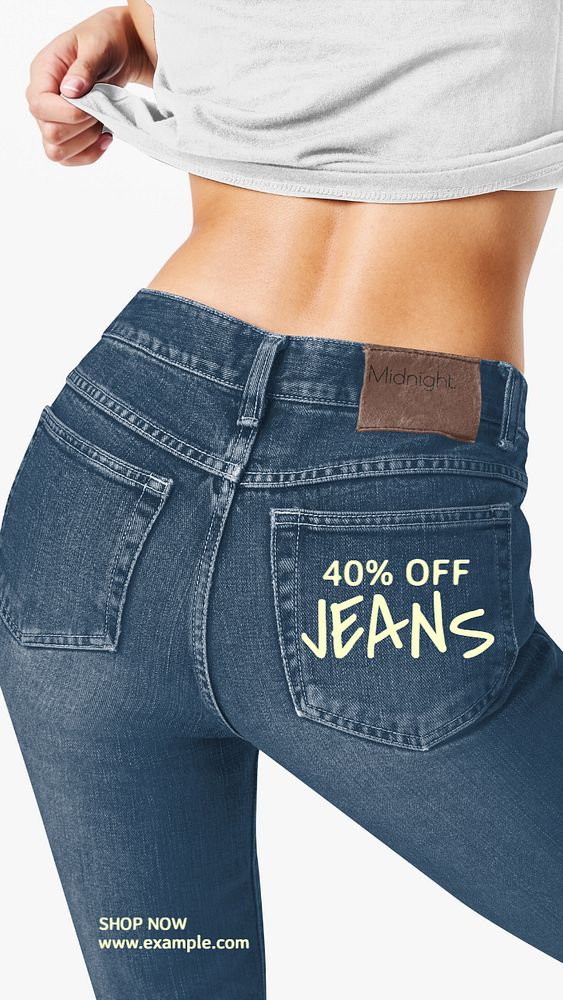 Jeans, fashion sale  Instagram story template, editable text