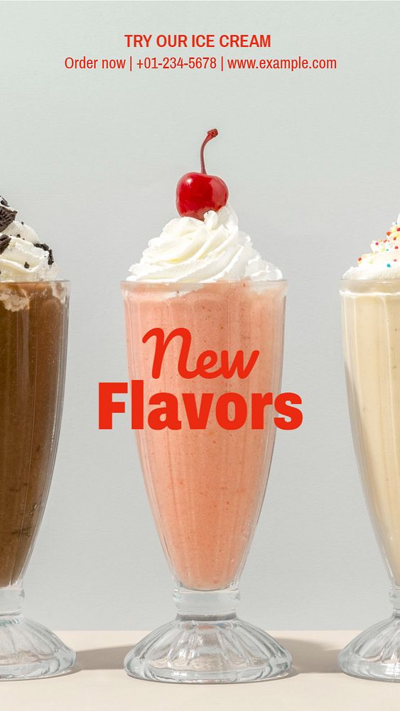 New flavors  Instagram story template, editable text