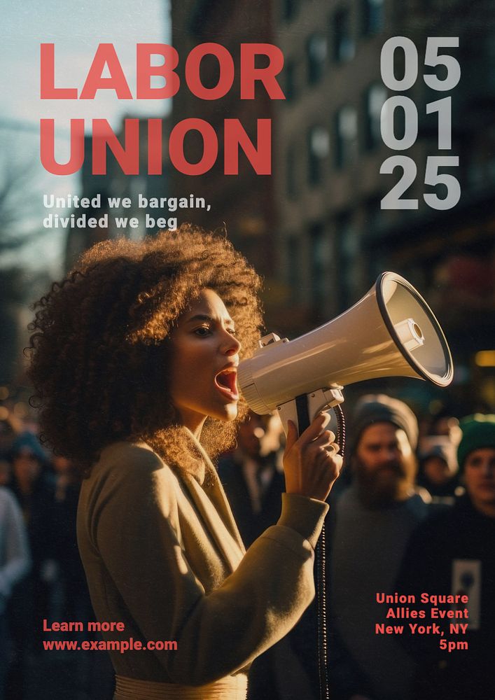 Labor union poster template, editable text and design