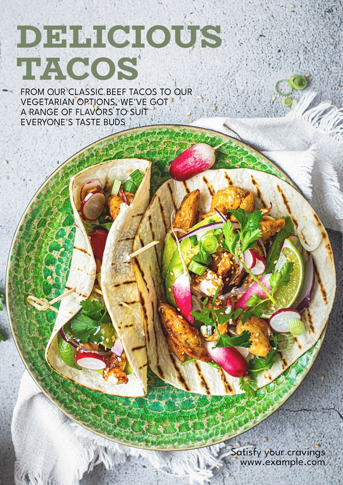 Delicious tacos  poster template, editable text and design