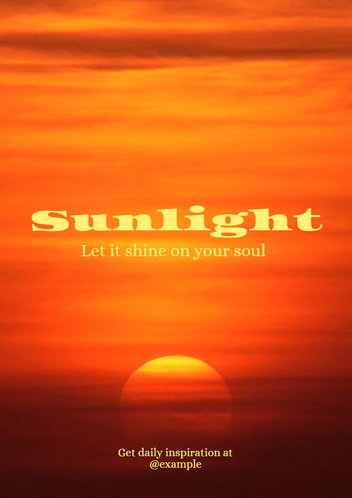 Sunlight & positivity quote  poster template, editable text and design