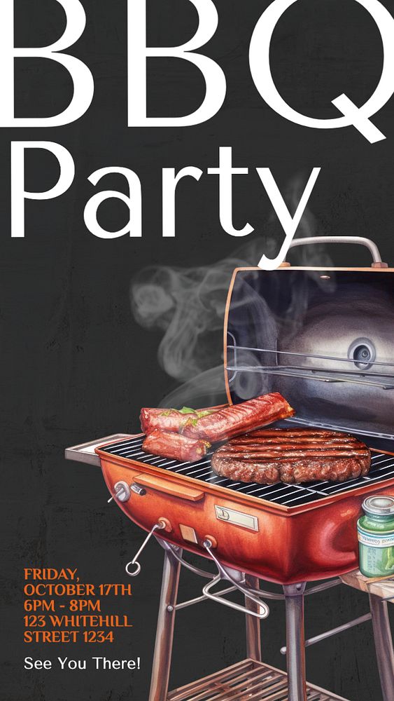 Bbq party Instagram story template, editable text