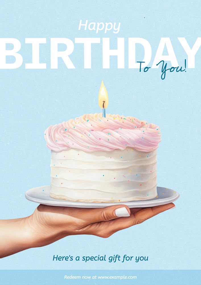 Happy birthday poster template, editable text and design