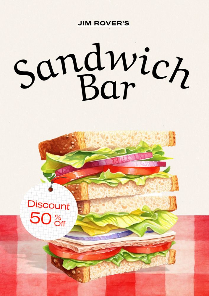 Sandwich bar poster template, editable text and design