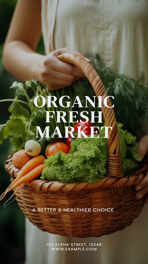 Organic fresh market Instagram story template, editable text