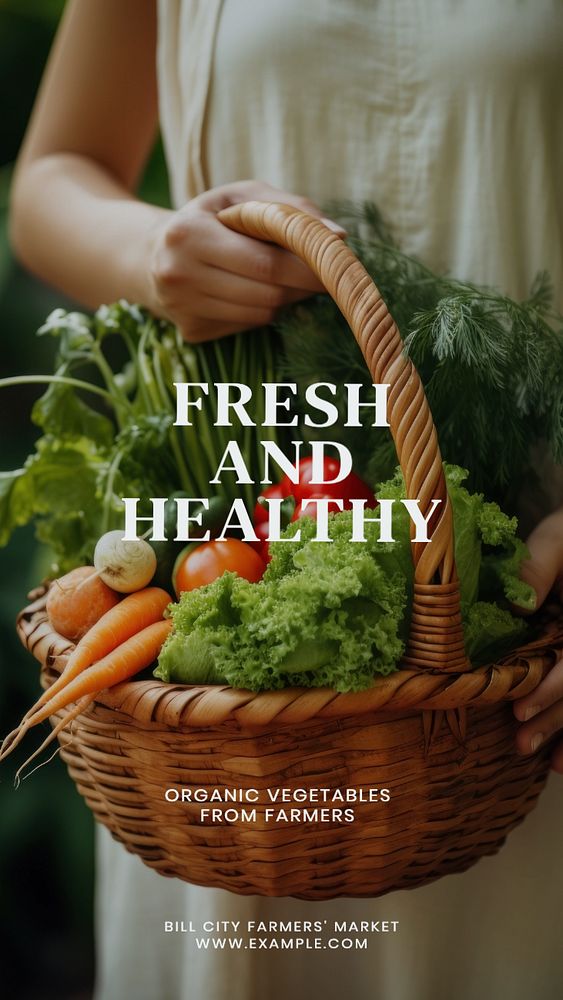 Fresh vegetable market Instagram story template, editable text