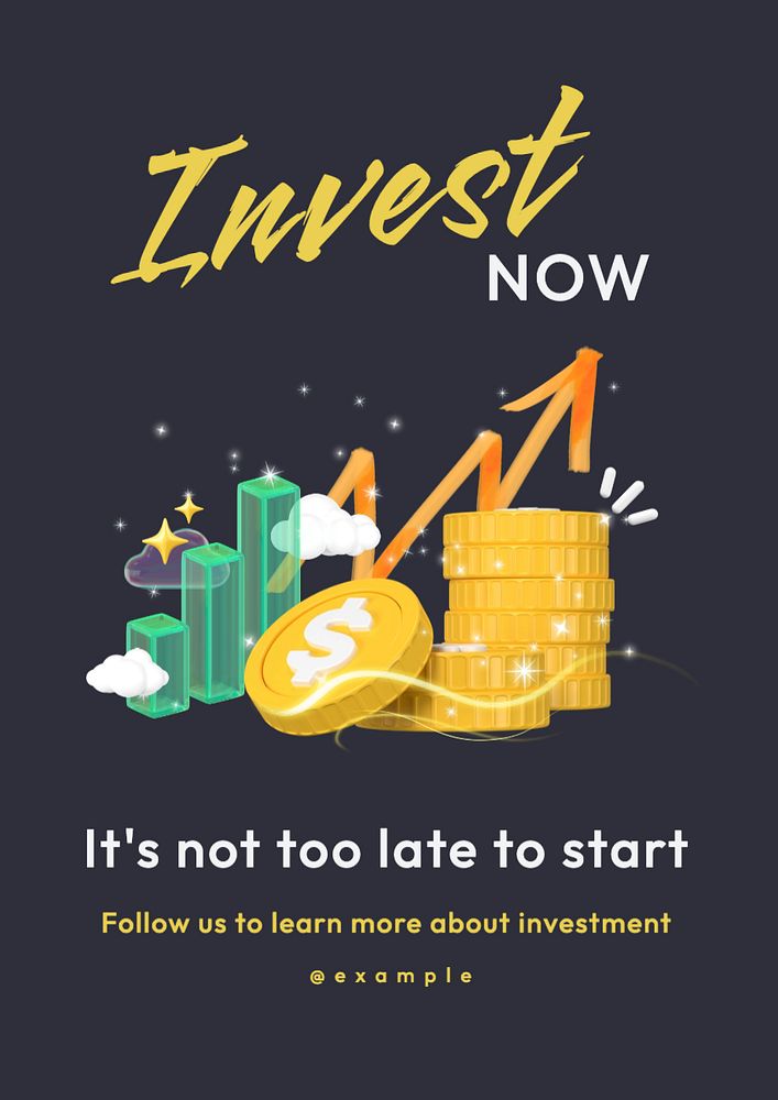 Money investment poster template, editable text and design