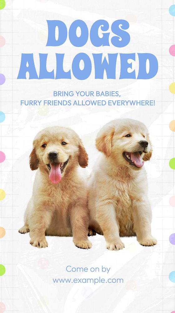 Dogs allowed Facebook story template, editable design