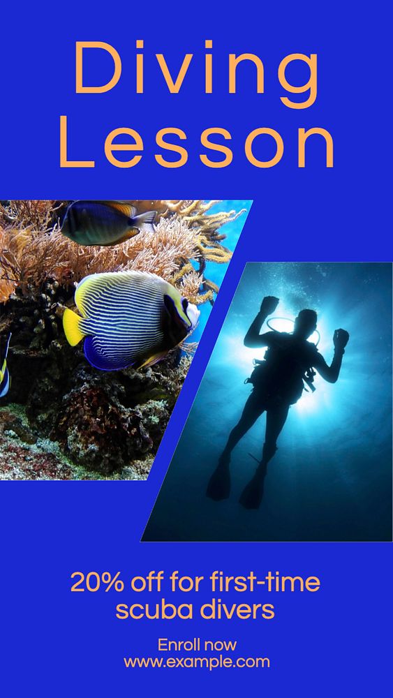 Diving school  Instagram story template, editable text