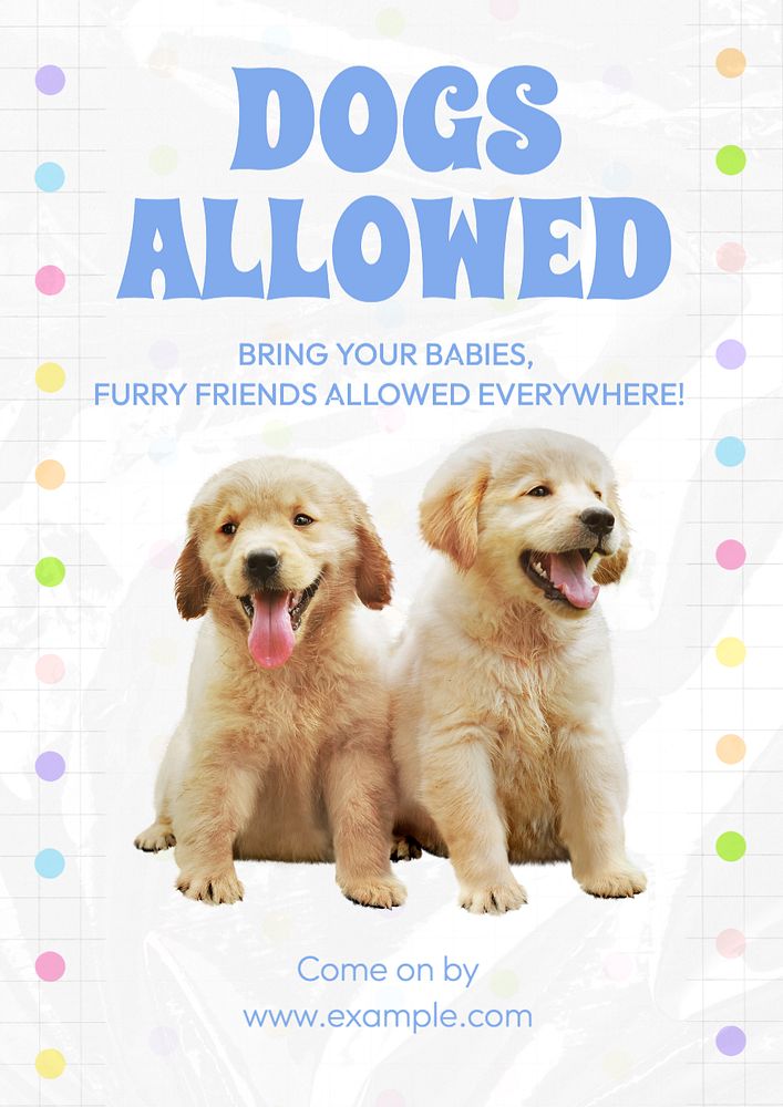 Dogs allowed poster template, editable text and design