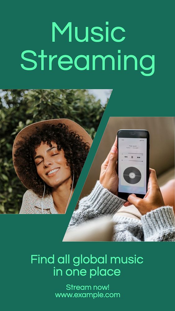 Music streaming  Instagram story template, editable text