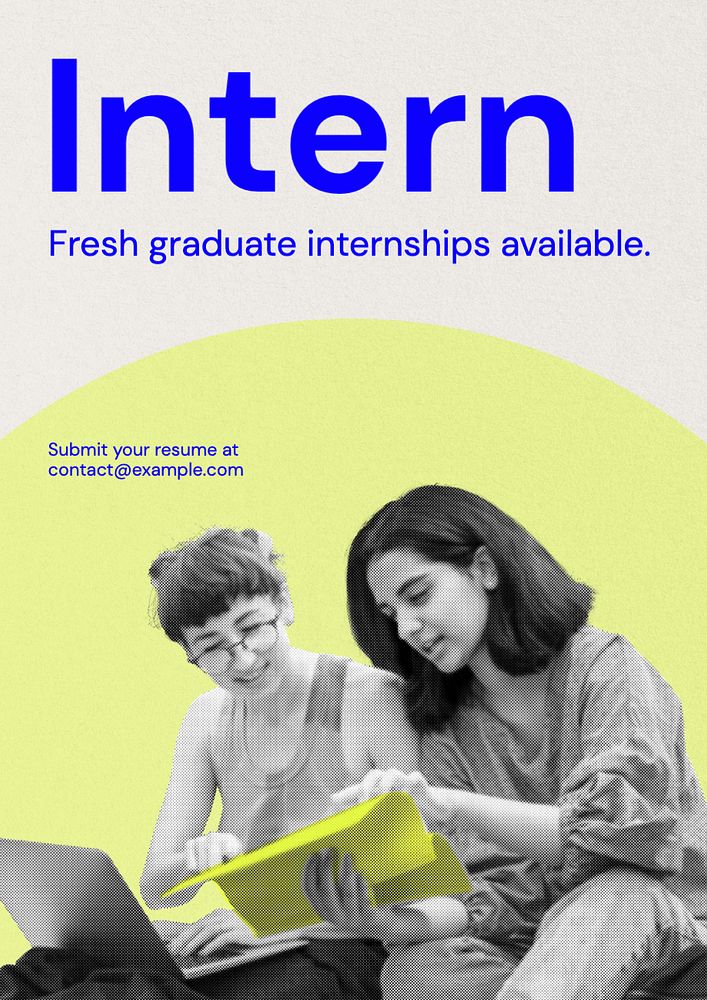 Intern recruitment poster template, editable text and design