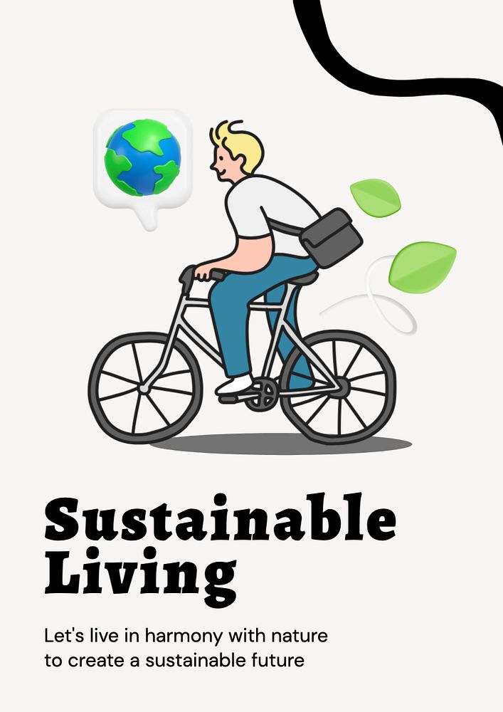 Sustainable living poster template, editable text and design