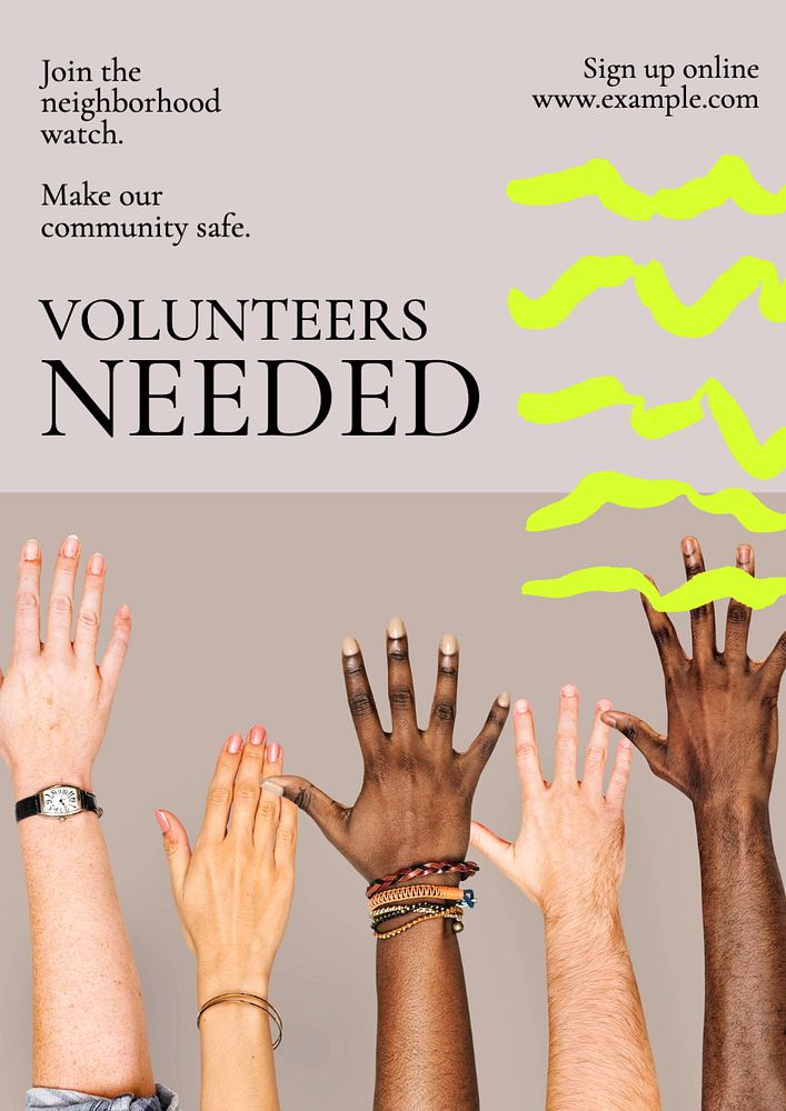 Volunteer needed  poster template, editable text and design