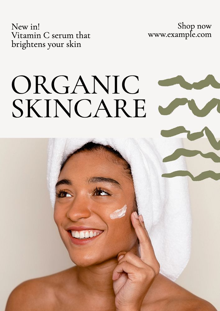 Organic skincare  poster template, editable text and design