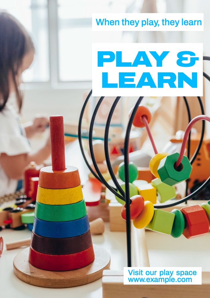 Play & learn  poster template, editable text and design