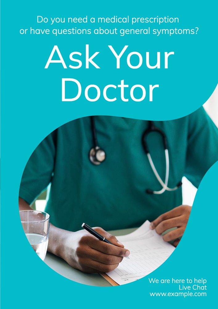 Online doctor  poster template, editable text and design