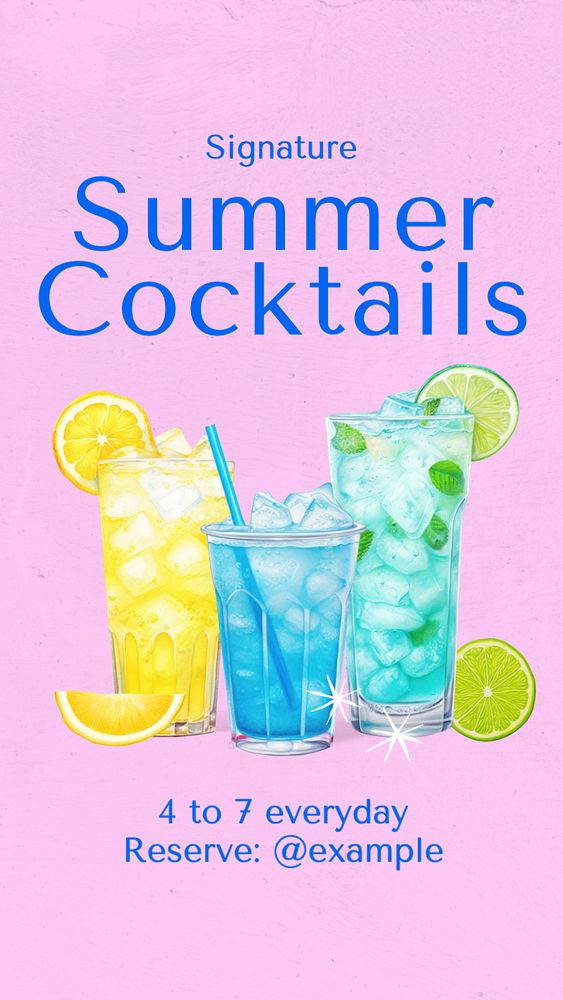 Summer cocktails Facebook story template, editable design