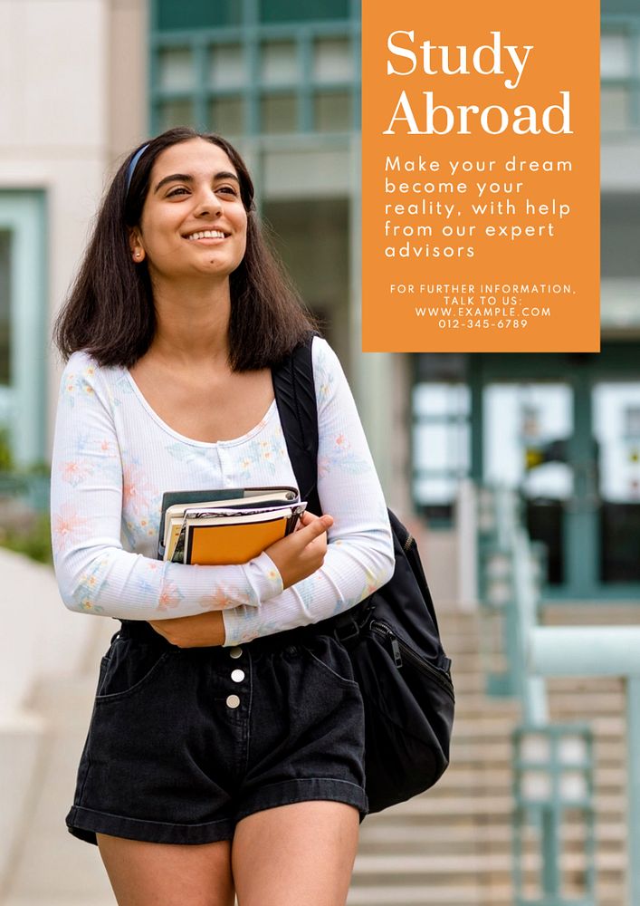 Study abroad  poster template, editable text and design