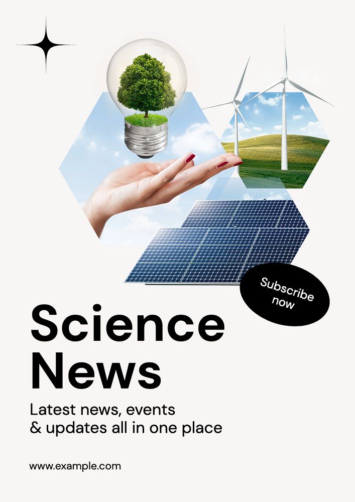 Science news poster template, editable text and design